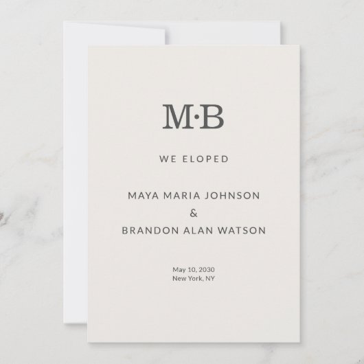 ミニマル モダン エロープメント アナウンスメント カード (正面)