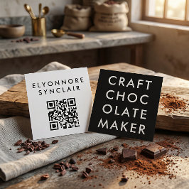 ミニマル モダン クラフトチョコレート メーカー QRコード スクエア名刺