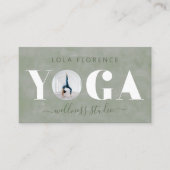ミニマル モダン グリーン ラグジュアリー ヨガ スタジオ フォト 名刺 (正面)