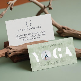ミニマル モダン グリーン ラグジュアリー ヨガ スタジオ フォト 名刺