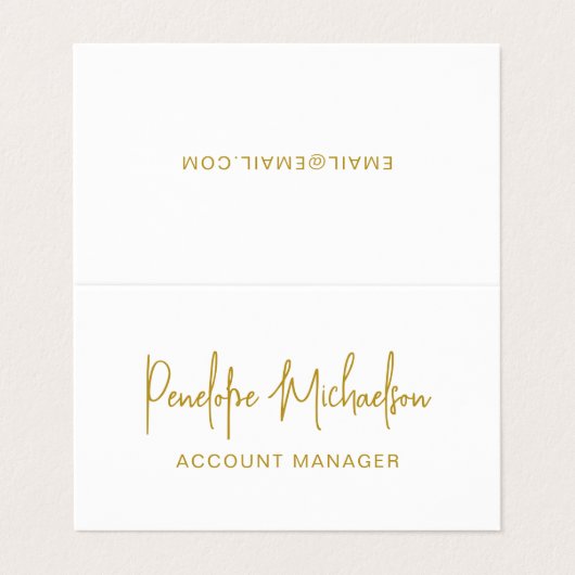 ミニマル モダン ゴールド カラー レタリングとQRコード 名刺 (外部フラット)