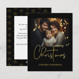 ミニマル モダン ゴールド スクリプト フォト フラット ホリデー カード