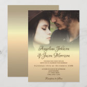 ミニマル モダン ゴールド フォト ウェディング 招待状 (正面/裏面)