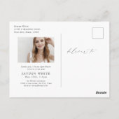 ミニマル モダン シック スクリプト フォト 卒業おめでとう 招待状 (裏面)