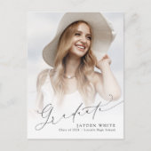 ミニマル モダン シック スクリプト フォト 卒業おめでとう 招待状 (正面)