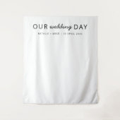 ミニマル モダン | シンプルな結婚式当日の写真用背景 タペストリー (正面)