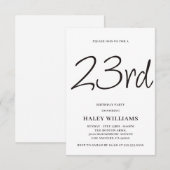 ミニマル モダン シンプル カリグラフィー 23歳の誕生日 招待状 (正面/裏面)