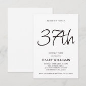 ミニマル モダン シンプル カリグラフィー 37歳 誕生日 招待状 (正面/裏面)