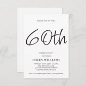 ミニマル モダン シンプル カリグラフィー 60歳の誕生日 招待状 (正面/裏面)