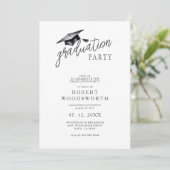 ミニマル モダン シンプル キャップ 卒業パーティー 招待状 (スタンド正面)