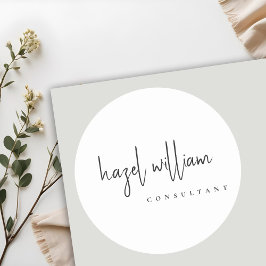 ミニマル モダン シンプル ブラック&ホワイト スクリプト ラウンドシール