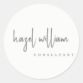 ミニマル モダン シンプル ブラック&ホワイト スクリプト ラウンドシール (正面)