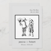 ミニマル モダン スウィート デザイン ウェディング セーブザデート (正面/裏面)