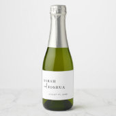 ミニマル モダン スクリプト ブラック アンド ホワイト ウェディング スパークリングワインラベル (正面)