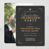 ミニマル＆モダン「スタイルで卒業」 招待状 (正面/裏面)