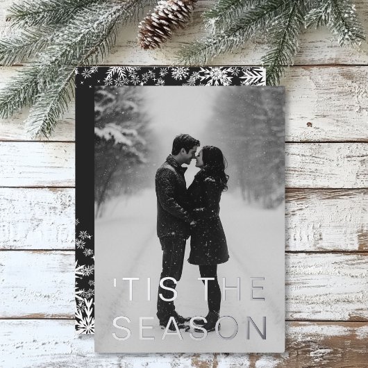 ミニマル モダン スノー フォト ホリデー ホイル