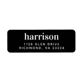 ミニマル モダン タイポグラフィー ブラック 返送先住所 ラベル (正面)