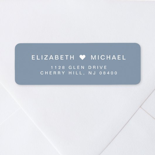 ミニマル モダン ダスティーブルー ウェディング 返信住所ラベル ラベル