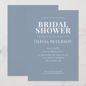 ミニマル モダン ダスティーブルー ブライダルシャワー 招待状 (正面/裏面)