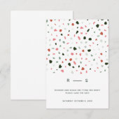 ミニマル モダン テラッツォ パターン 緑 ピンク ウェディング セーブザデート (正面/裏面)