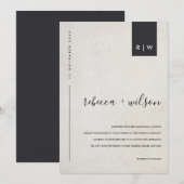 ミニマル モダン ドット ストーン タイポグラフィー ウェディング 招待状 (正面/裏面)