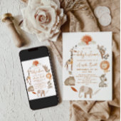 ミニマル モダン ニュートラル サファリ アニマル ベイビー シャワー 招待状