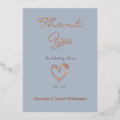 ミニマル モダン ハートとスクリプトのサンキューカード 箔招待状 (正面)