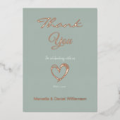 ミニマル モダン ハートとスクリプトのサンキュー 箔招待状 (正面)