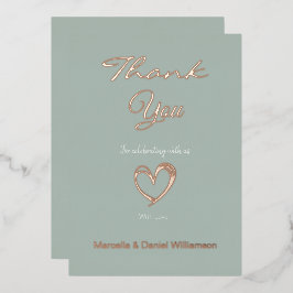 ミニマル モダン ハートとスクリプトの感謝カード 箔招待状