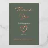ミニマル モダン ハートとスクリプトの感謝カード 箔招待状 (正面)