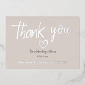 ミニマル モダン ハート&スクリプト ウェディング 箔招待状 (正面)