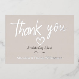 ミニマル モダン ハート＆スクリプト ウェディング 箔招待状