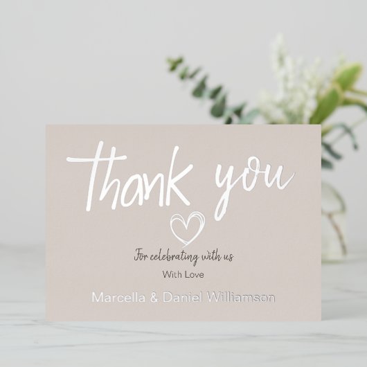 ミニマル モダン ハート&スクリプト ウェディング 箔招待状 (立ち正面)