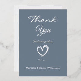 ミニマル モダン ハート＆スクリプト サンクスカード 箔招待状