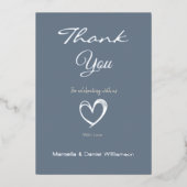 ミニマル モダン ハート＆スクリプト サンクスカード 箔招待状 (正面)