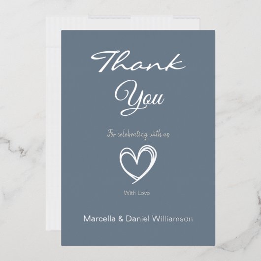ミニマル モダン ハート＆スクリプト サンクスカード 箔招待状 (封筒)