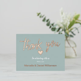 ミニマル モダン ハート＆スクリプト サンクス ウェディング 箔招待状ポストカード