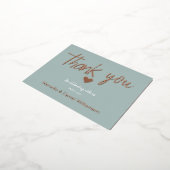 ミニマル モダン ハート＆スクリプト サンクス ウェディング 箔招待状ポストカード (回転した状態)