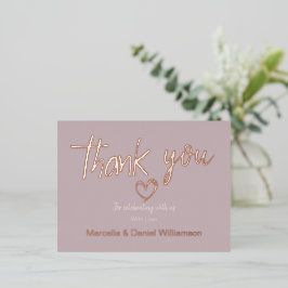 ミニマル モダン ハート＆スクリプト サンクス ウェディング 箔招待状ポストカード