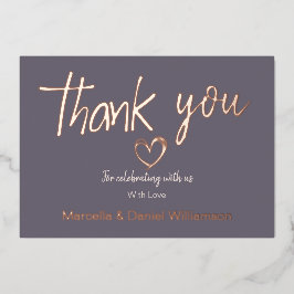 ミニマル モダン ハート＆スクリプト サンクス ウェディング 箔招待状