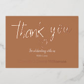 ミニマル モダン ハート＆スクリプト サンクス ウェディング 箔招待状 (正面)