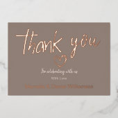 ミニマル モダン ハート&スクリプト サンクス ウェディング 箔招待状 (正面)
