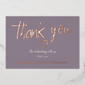 ミニマル モダン ハート＆スクリプト サンクス ウェディング 箔招待状 (正面)