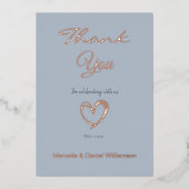ミニマル モダン ハート＆スクリプト サンクス 箔招待状 (正面)