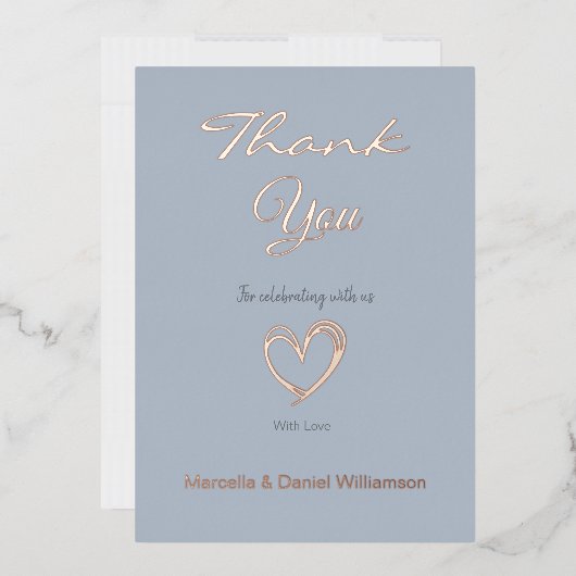 ミニマル モダン ハート＆スクリプト サンクス 箔招待状 (封筒)