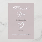 ミニマル モダン ハート&スクリプト サンクス 箔招待状 (正面)