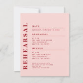 ミニマル モダン ピンク レッド リハーサル ディナー エレガント 招待状 (正面)