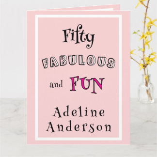 ミニマル モダン フィフティ ファビュラス ファン ピンク 50 誕生日 カード