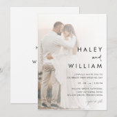 ミニマル モダン フェード フォト エレガント ウェディング 招待状 (正面/裏面)