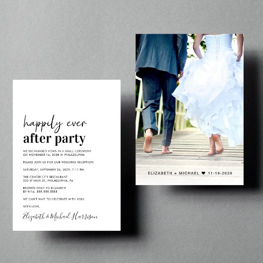 ミニマル モダン フォト ウェディング レセプション 招待状